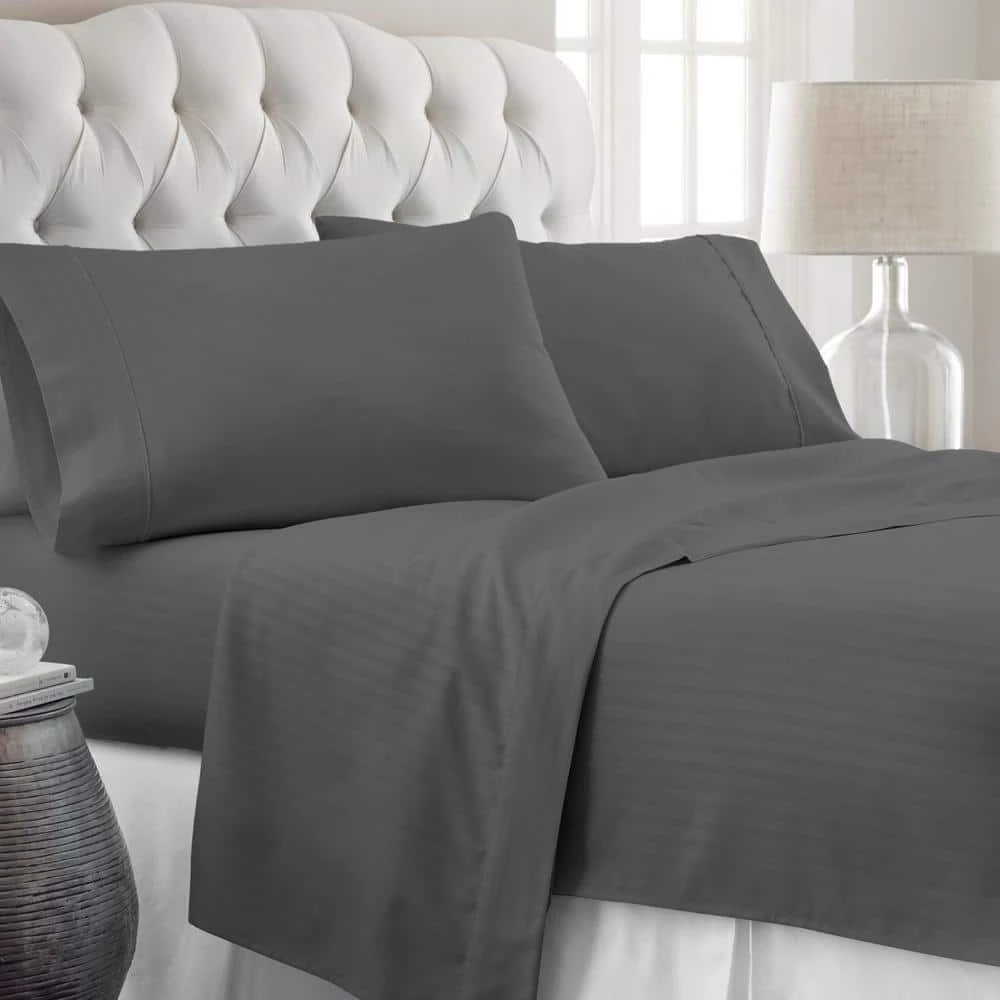 New ๐งจ Deals ๐ 4-Piece Gray Striped Microfiber King Sheet Set by Becky Cameron โจ ๐ 2 New ๐งจ Deals ๐ 4-Piece Gray Striped Microfiber King Sheet Set by Becky Cameron โจ ๐ - Image 2