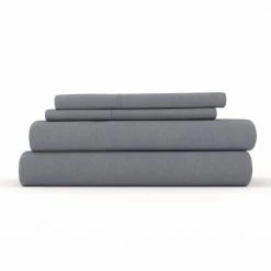 Deals 🎁 Cheapest 😍 4-Piece Gray Solid Linen & Rayon from Bamboo Blend California King Deep Pocket Bed Sheet Set by Becky Cameron 🔥 ⭐