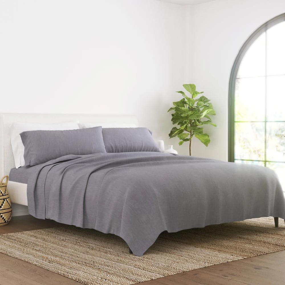 Deals ๐ Cheapest ๐ 4-Piece Gray Solid Linen & Rayon from Bamboo Blend California King Deep Pocket Bed Sheet Set by Becky Cameron ๐ฅ โญ 2 Deals ๐ Cheapest ๐ 4-Piece Gray Solid Linen & Rayon from Bamboo Blend California King Deep Pocket Bed Sheet Set by Becky Cameron ๐ฅ โญ - Image 2