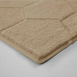 Best Sale 🌟 Buy ✔️ Pearl Honeycomb Berber 17 in. x 24 in. Plush Geometric Micropoly Bath Mat by Laura Ashley ✔️ ⌛ -Becky Cameron Shop berber laura ashley bathroom rugs bath mats ymb003596 c3 1000
