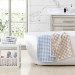 Outlet 🔥 Budget 😉 Ginny 3-Piece Blue Cotton Towel Set by Laura Ashley 😀 🌟 -Becky Cameron Shop blue laura ashley bath towels ushsac1225679 44 1000