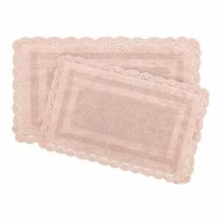 Cheap 😉 Best reviews of 👍 Crochet 100% Cotton 17 in. x 24 in./21 in. x 34 in. 2-Piece Bath Rug Set in Blush by Laura Ashley 🎁 😉
