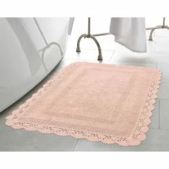Cheap 😉 Best reviews of 👍 Crochet 100% Cotton 17 in. x 24 in./21 in. x 34 in. 2-Piece Bath Rug Set in Blush by Laura Ashley 🎁 😉 -Becky Cameron Shop blush laura ashley bathroom rugs bath mats laymb007189 fa 1000