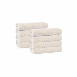 Buy 😉 New ❤️ Glossy 8 pcs Cream Turkish Cotton Wash Towels by Enchante Home 🧨 🛒