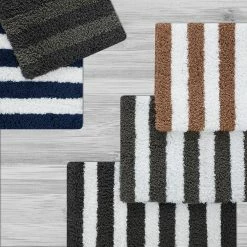 New 🔔 Best reviews of 🌟 Edens Stripe Multi-Colored Dark Grey/Light Grey 17 in. x 24 in. Striped Polyester Rectangle Bath Mat by Laura Ashley ✔️ ⌛ -Becky Cameron Shop dark grey light grey laura ashley bathroom rugs bath mats lab013312 76 1000