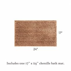Cheapest ✨ Hot Sale 🔥 Non-Slip Butter Chenille 17 in. x 24 in. Brown Polyester Rectangle Bath Mat by Laura Ashley 🎁 🎉 -Becky Cameron Shop dark linen laura ashley bathroom rugs bath mats lab017886 4f 1000