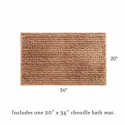 Outlet 🎉 Deals 👍 Non-Slip Butter Chenille 20 in. x 34 in. Brown Polyester Rectangle Bath Mat by Laura Ashley 🔥 🔥 -Becky Cameron Shop dark linen laura ashley bathroom rugs bath mats lab017888 4f 1000