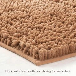 Best Sale 🎉 Cheap ❤️ Butter Chenille Brown Polyester Rectangle 2- Piece Bath Mat Set by Laura Ashley ⭐ ⭐