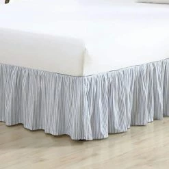 New 🔥 Cheap ❤️ Classics Ticking Stripe 1-Piece Blue Cotton Queen Bedskirt by Laura Ashley ✔️ 🔔 -Becky Cameron Shop laura ashley bed skirts ushsea1175155 4f 1000