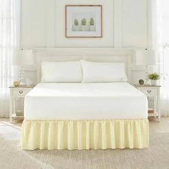 Wholesale 😍 Cheapest ⭐ Classic Hedy Yellow Cotton Queen 15 in. Drop Ruffled Bed 👗 👗 Skirt by Laura Ashley 🧨 ⭐