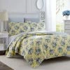 Discount ⭐ Deals ⌛ Linley 3-Piece Yellow Floral Cotton Full/Queen Quilt Set by Laura Ashley ✔️ ✨