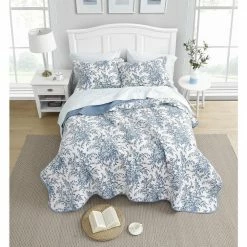 Best reviews of 😉 Promo 🥰 Bedford 3-Piece Blue Floral Cotton King Quilt Set by Laura Ashley 👏 ✔️ -Becky Cameron Shop laura ashley bedding sets 185748 4f 1000