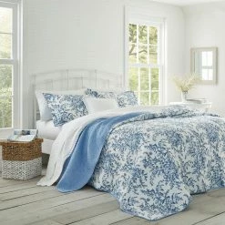 Best reviews of 😉 Promo 🥰 Bedford 3-Piece Blue Floral Cotton King Quilt Set by Laura Ashley 👏 ✔️