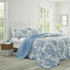 Best reviews of 😉 Promo 🥰 Bedford 3-Piece Blue Floral Cotton King Quilt Set by Laura Ashley 👏 ✔️ -Becky Cameron Shop laura ashley bedding sets 185748 c3 1000