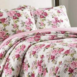 Cheapest 👍 Buy 🌟 Lidia 3-Piece Multicolored Pink Floral Cotton King Quilt Set by Laura Ashley 🎁 🤩 -Becky Cameron Shop laura ashley bedding sets 188275 1f 1000