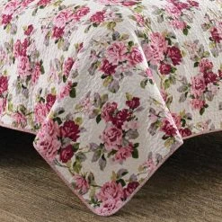 Cheapest 👍 Buy 🌟 Lidia 3-Piece Multicolored Pink Floral Cotton King Quilt Set by Laura Ashley 🎁 🤩 -Becky Cameron Shop laura ashley bedding sets 188275 44 1000