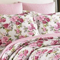 Cheapest 👍 Buy 🌟 Lidia 3-Piece Multicolored Pink Floral Cotton King Quilt Set by Laura Ashley 🎁 🤩 -Becky Cameron Shop laura ashley bedding sets 188275 4f 1000