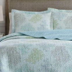 Brand new 🤩 Buy 👏 Saltwater 3-Piece Blue Geometric Cotton King Quilt Set by Laura Ashley 🔔 🎉 -Becky Cameron Shop laura ashley bedding sets 206341 4f 1000