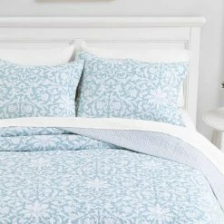 Brand new 🤩 Cheap 🔥 Mia 3-Piece Soft Blue Floral Cotton King Quilt Set by Laura Ashley 😍 ✔️ -Becky Cameron Shop laura ashley bedding sets 207060 1f 1000