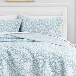 Brand new 🤩 Cheap 🔥 Mia 3-Piece Soft Blue Floral Cotton King Quilt Set by Laura Ashley 😍 ✔️ -Becky Cameron Shop laura ashley bedding sets 207060 4f 1000