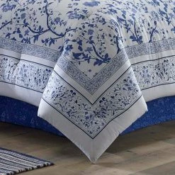 Cheap ⌛ Hot Sale 💯 Charlotte 4-Piece Blue Floral Cotton King Comforter Set by Laura Ashley 🌟 🔥 -Becky Cameron Shop laura ashley bedding sets 211392 1d 1000