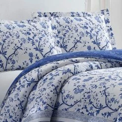 Cheap ⌛ Hot Sale 💯 Charlotte 4-Piece Blue Floral Cotton King Comforter Set by Laura Ashley 🌟 🔥 -Becky Cameron Shop laura ashley bedding sets 211392 a0 1000