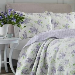 Coupon 👏 Cheapest ⭐ Keighley 3-Piece Purple Solid Cotton Full/Queen Quilt Set by Laura Ashley ✨ 🔔 -Becky Cameron Shop laura ashley bedding sets 221051 31 1000