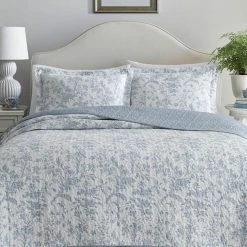Cheap 🛒 Best reviews of 🧨 Amberley 3-Piece Soft Blue Floral Cotton King Quilt Set by Laura Ashley 😀 😉 -Becky Cameron Shop laura ashley bedding sets 221083 1d 1000