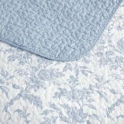 Cheap 🛒 Best reviews of 🧨 Amberley 3-Piece Soft Blue Floral Cotton King Quilt Set by Laura Ashley 😀 😉 -Becky Cameron Shop laura ashley bedding sets 221083 1f 1000