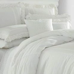 Best Pirce 🔥 Brand new 👍 Annabella 3-Piece White Solid Cotton Full/Queen Duvet Cover Set by Laura Ashley ✨ 🛒 -Becky Cameron Shop laura ashley bedding sets 221288 40 1000