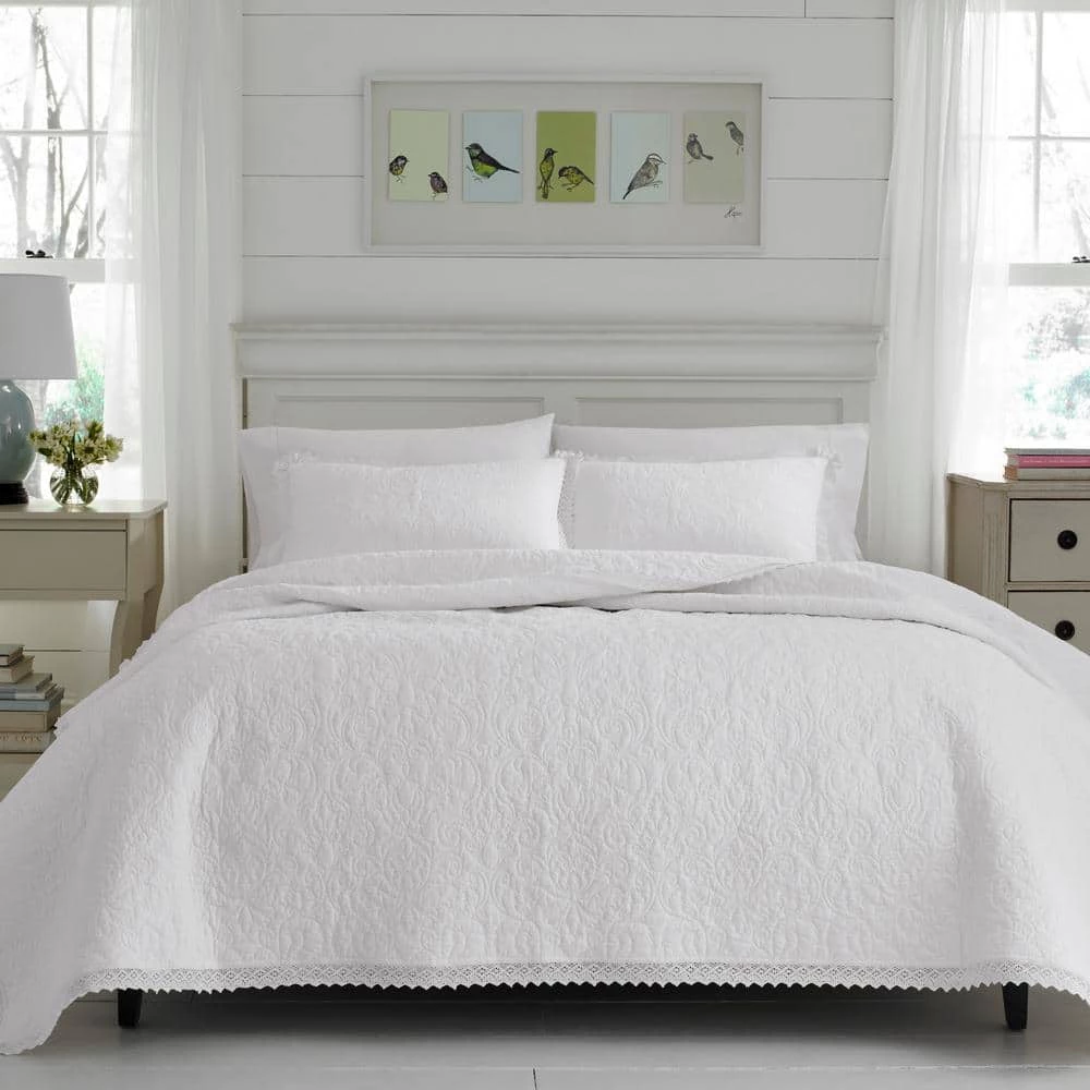 Top 10 โญ New ๐ Heirloom Crochet 3-Piece White Floral Cotton King Quilt Set by Laura Ashley ๐ฏ โญ 3 Top 10 โญ New ๐ Heirloom Crochet 3-Piece White Floral Cotton King Quilt Set by Laura Ashley ๐ฏ โญ - Image 3