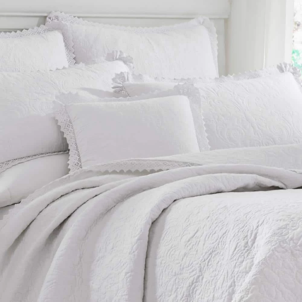 Top 10 โญ New ๐ Heirloom Crochet 3-Piece White Floral Cotton King Quilt Set by Laura Ashley ๐ฏ โญ 2 Top 10 โญ New ๐ Heirloom Crochet 3-Piece White Floral Cotton King Quilt Set by Laura Ashley ๐ฏ โญ - Image 2