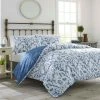 Cheapest ⌛ Best deal 👍 Elise 7-Piece Navy Blue Floral Cotton King Comforter Set by Laura Ashley 🔥 ✨