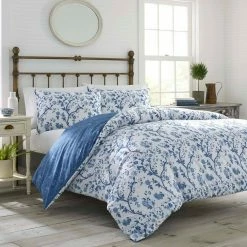 Cheapest ⌛ Best deal 👍 Elise 7-Piece Navy Blue Floral Cotton King Comforter Set by Laura Ashley 🔥 ✨