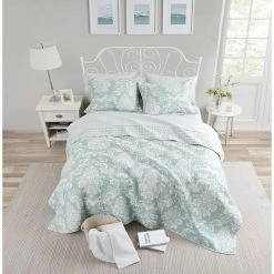 Promo 💯 Budget ✨ Venetia 3-Piece Duck Egg Blue Floral Cotton King Quilt Set by Laura Ashley 💯 💯 -Becky Cameron Shop laura ashley bedding sets 222276 4f 1000