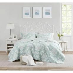 Promo 💯 Budget ✨ Venetia 3-Piece Duck Egg Blue Floral Cotton King Quilt Set by Laura Ashley 💯 💯 -Becky Cameron Shop laura ashley bedding sets 222276 c3 1000