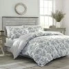 Wholesale 🎁 Deals ⭐ Annalise 2-Piece Gray Floral Cotton Twin Comforter Set by Laura Ashley ❤️ 🤩