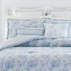 New 🧨 Discount 🔥 Nina 7-Piece Blue Botanical Cotton Full/Queen Comforter Bonus Set by Laura Ashley ⭐ 🥰 -Becky Cameron Shop laura ashley bedding sets ushs8k1155326 31 1000