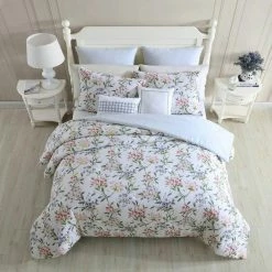 Best Sale 🎉 Deals 🔔 Meadow Breeze 7-Piece Purple Floral Cotton King Comforter Set Bonus by Laura Ashley 👏 🌟 -Becky Cameron Shop laura ashley bedding sets ushs8k1175906 31 1000