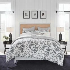 Top 10 😀 Outlet ✨ Amberley 7-Piece Charcoal Gray Cotton Full/Queen Bonus Comforter Set by Laura Ashley ⭐ 😍