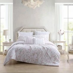Outlet 👏 Discount 🔔 Fawna 7-Piece Pastel Red Cotton Full/Queen Bonus Comforter Set by Laura Ashley ⌛ 👏