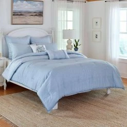 Best deal 🤩 Best reviews of ⭐ Forsythia 7-Piece Blue Cotton King Bonus Comforter Set by Laura Ashley 🎉 👏 -Becky Cameron Shop laura ashley bedding sets ushs8k1216049 31 1000