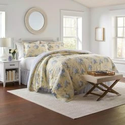 Cheapest 🔔 Buy 🎉 Maybelle 4-Piece Yellow Floral Cotton Queen Comforter Set by Laura Ashley 😀 🤩 -Becky Cameron Shop laura ashley bedding sets ushsa31149130 31 1000