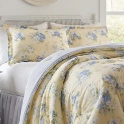 Cheapest 🔔 Buy 🎉 Maybelle 4-Piece Yellow Floral Cotton Queen Comforter Set by Laura Ashley 😀 🤩 -Becky Cameron Shop laura ashley bedding sets ushsa31149130 4f 1000