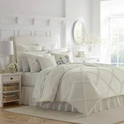 Cheap ๐งจ Wholesale ๐ Adelina 3-Piece White Solid Cotton King Comforter Set by Laura Ashley ๐ โค๏ธ