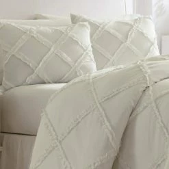 Cheap 🧨 Wholesale 🎉 Adelina 3-Piece White Solid Cotton King Comforter Set by Laura Ashley 🛒 ❤️ -Becky Cameron Shop laura ashley bedding sets ushsa51036867 a0 1000