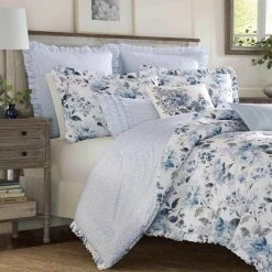 Top 10 🧨 Best Sale 👍 Chloe 3-Piece Blue Floral Cotton King Comforter Set by Laura Ashley ❤️ ⌛ -Becky Cameron Shop laura ashley bedding sets ushsa51088044 4f 1000