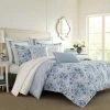 Brand new 🔥 Best reviews of 👍 Mila 3-Piece Blue Floral Cotton Full/Queen Comforter Set by Laura Ashley ✔️ ❤️
