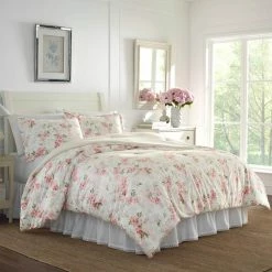 Best reviews of 🎁 Flash Sale 🧨 Wisteria 3-Piece Pink Floral Plush Microfiber Full/Queen Comforter Set by Laura Ashley 💯 🤩 -Becky Cameron Shop laura ashley bedding sets ushsa51125349 31 1000