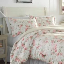 Best reviews of 🎁 Flash Sale 🧨 Wisteria 3-Piece Pink Floral Plush Microfiber Full/Queen Comforter Set by Laura Ashley 💯 🤩 -Becky Cameron Shop laura ashley bedding sets ushsa51125349 4f 1000